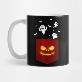 Funny Halloween Ghosts Peeking Pocket Shirt Halloween Mug